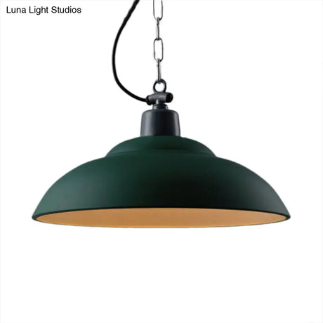Vintage Style Black/Green Metallic Hanging Lamp With Chain - Indoor Pendant Light