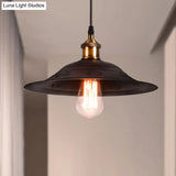 Vintage Style Black Metal Hanging Lamp - Bell Shade Pendant For Living Room