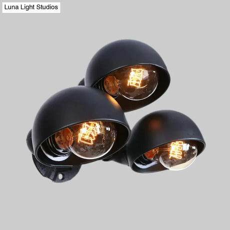 Vintage Style Black Metal Wall Lighting - Pipe Design For Corridor 3 Head Semi Circle Mount Fixture