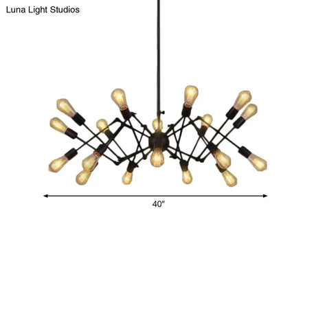 Vintage Style Black Spider Metal Hanging Ceiling Light - Adjustable Chandelier For Restaurants