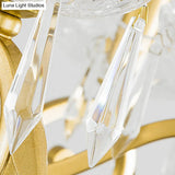 Vintage Style Branch Chandelier With Metal & Crystal Lights Leaf Design In Gold