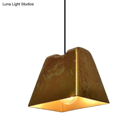 Vintage Style Brass Finish Hanging Light With Shade - 1 Pendant Lighting For Restaurants