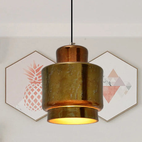 Vintage Style Brass Finish Hanging Light With Shade - 1 Pendant Lighting For Restaurants / C