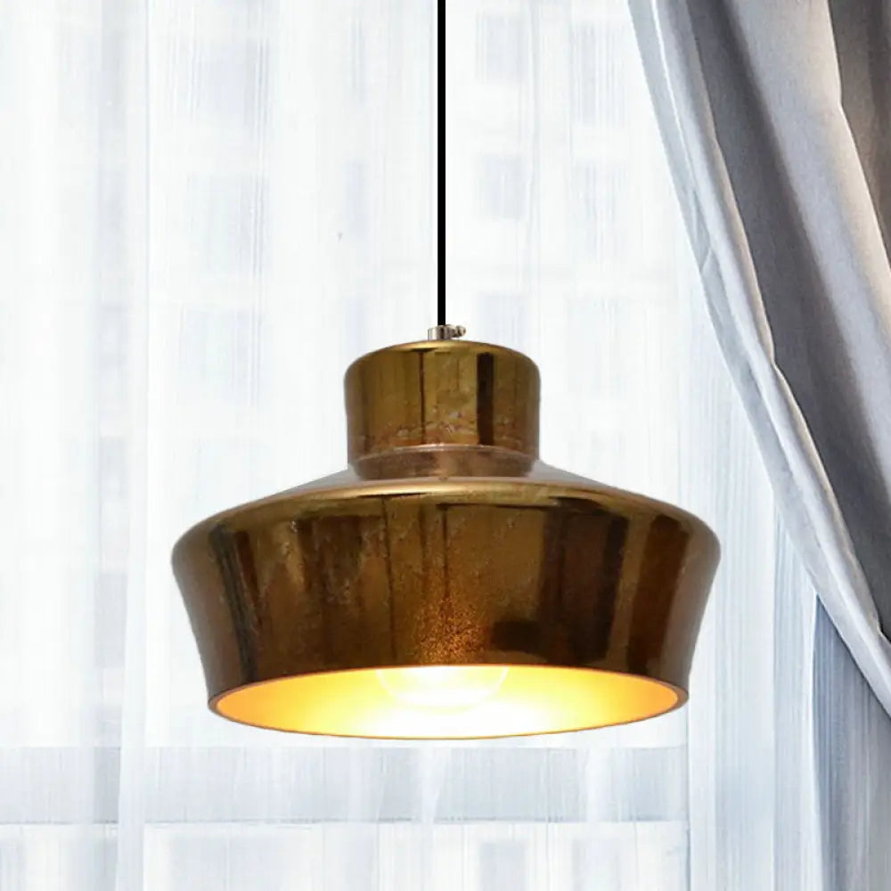 Vintage Style Brass Finish Hanging Light With Shade - 1 Pendant Lighting For Restaurants / D