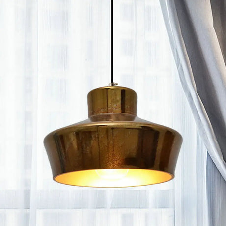Vintage Style Brass Finish Hanging Light With Shade - 1 Pendant Lighting For Restaurants / D