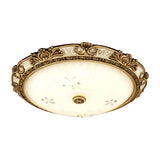 Vintage Style Brass Led Flushmount Light With Cream Glass Bowl Shape - Warm/White Option 3 Sizes