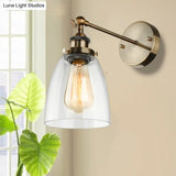 Vintage Style Bronze/Brass/Copper Sconce Light With Clear Glass Shade - Ideal For Living Room