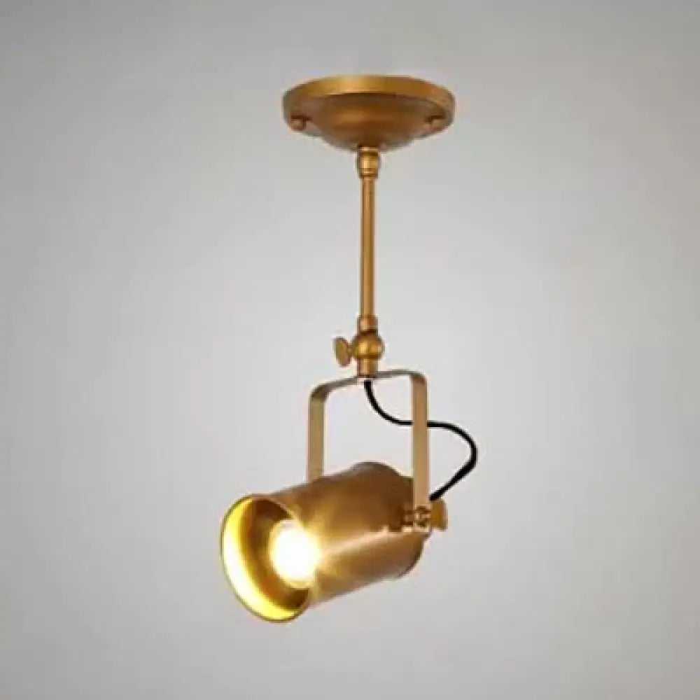 Vintage Style Bronze/Gold Finish Semi Flush Mount Ceiling Light With Cylindrical Shade – Ideal