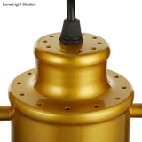 Vintage Style Bronze/Gold Finish Semi Flush Mount Ceiling Light With Cylindrical Shade – Ideal