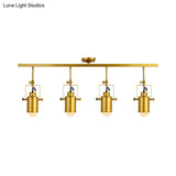 Vintage Style Bronze/Gold Finish Semi Flush Mount Ceiling Light With Cylindrical Shade – Ideal