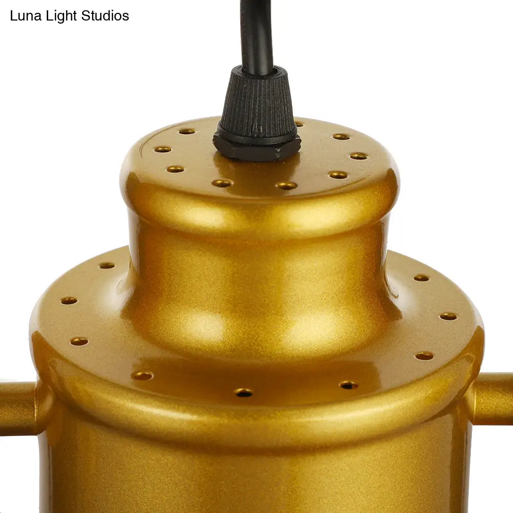Vintage Style Bronze/Gold Finish Semi Flush Mount Ceiling Light With Cylindrical Shade – Ideal