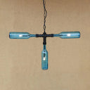 Vintage Style Chandelier Lamp With 3 Glass Shades In Smoke Grey/Blue For Bar Lighting Blue