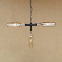 Vintage Style Chandelier Lamp With 3 Glass Shades In Smoke Grey/Blue For Bar Lighting Amber