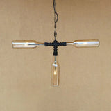 Vintage Style Chandelier Lamp With 3 Glass Shades In Smoke Grey/Blue For Bar Lighting Amber