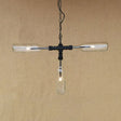 Vintage Style Chandelier Lamp With 3 Glass Shades In Smoke Grey/Blue For Bar Lighting Clear