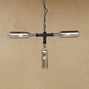 Vintage Style Chandelier Lamp With 3 Glass Shades In Smoke Grey/Blue For Bar Lighting Gray