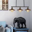 Vintage Style Conic Island Pendant Light - 3 Bulbs Metal Ceiling Fixture In Black For Restaurants