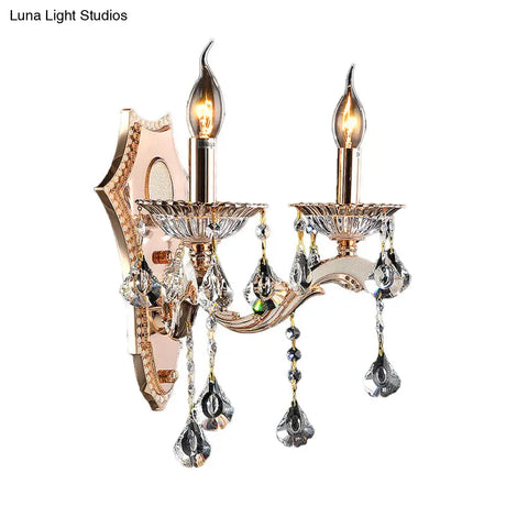 Vintage Style Crystal Clear Bare Bulb Sconce Light Fixture - Gold Finish Wall Mount