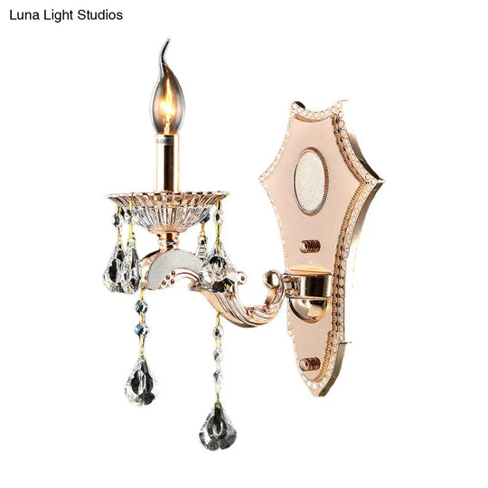 Vintage Style Crystal Clear Bare Bulb Sconce Light Fixture - Gold Finish Wall Mount