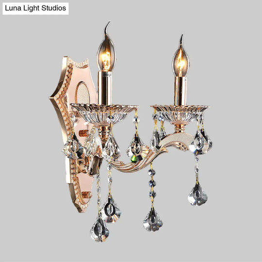 Vintage Style Crystal Clear Bare Bulb Sconce Light Fixture - Gold Finish Wall Mount