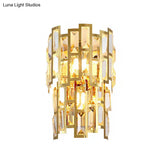Vintage-Style Crystal Tiered Wall Sconce: Gold Finish 3/5 Lights Living Room Lamp