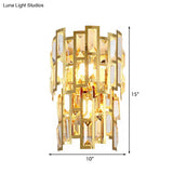 Vintage-Style Crystal Tiered Wall Sconce: Gold Finish 3/5 Lights Living Room Lamp