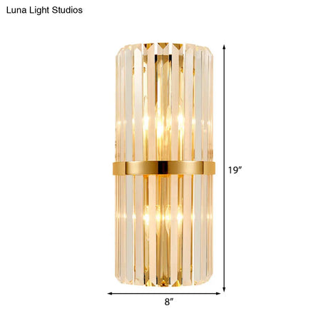 Vintage Style Crystal Wall Lamp With 2 Lights And Brass/Gold Sconce For Living Room