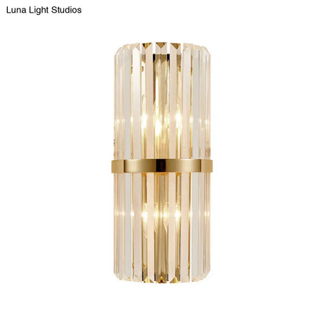 Vintage Style Crystal Wall Lamp With 2 Lights And Brass/Gold Sconce For Living Room