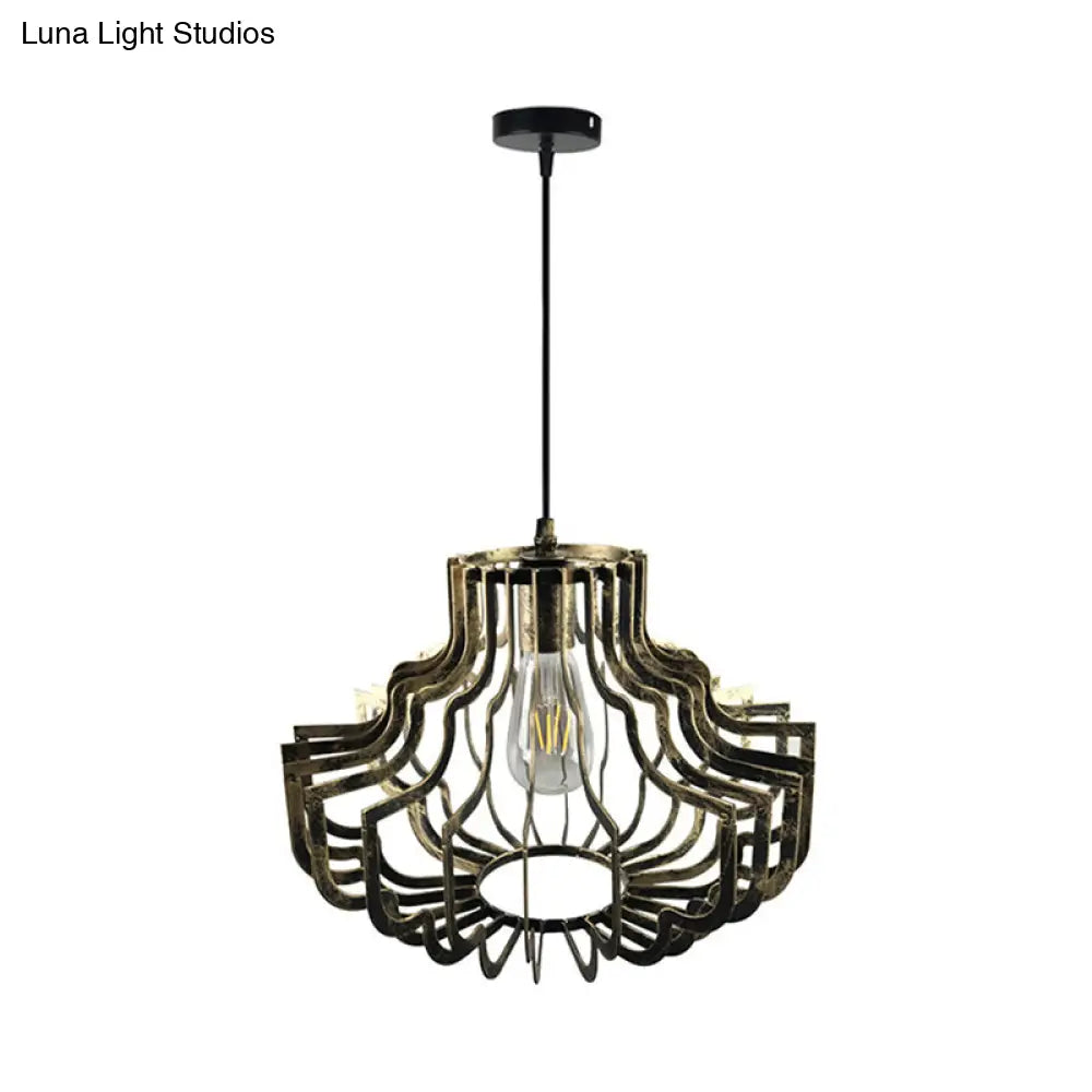 Adjustable Vintage Style Brass/Rust Iron Geometric Suspension Ceiling Light
