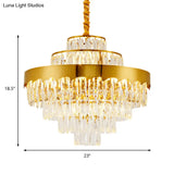 Vintage Style Gold Crystal Chandelier – Layered Light Fixture For Dining Room (17’’/23’’)