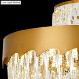 Vintage Style Gold Crystal Chandelier – Layered Light Fixture For Dining Room (17’’/23’’)