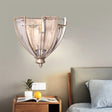 Vintage Style Gold Finish Crystal Wall Sconce - Bowl Shape Clear Glass Bedroom Lighting With 1 Bulb