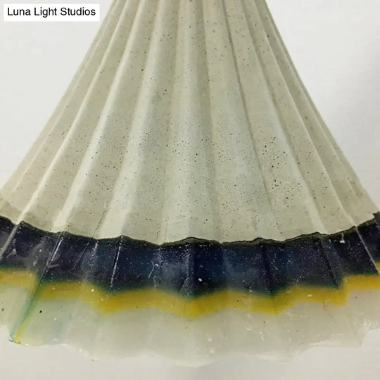 Vintage-Style 1-Light Cement Scalloped Hanging Light For Dining Room Ceiling In Grey