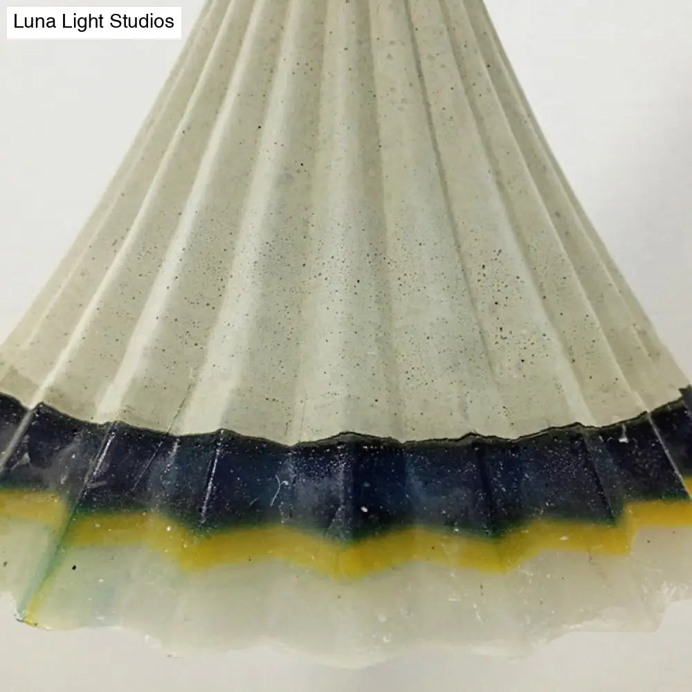 Vintage Style Grey Cement Scalloped Hanging Light For Dining Rooms - 1-Light Ceiling Lamp