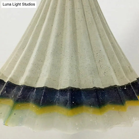 Vintage Style Grey Cement Scalloped Hanging Light For Dining Rooms - 1-Light Ceiling Lamp