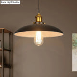 Vintage Style Iron Pendant Lighting For Restaurants - Bowl Shade 1 Light Black Finish Sizes: 12’/16