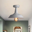 Vintage Style Metal Ceiling Mounted Light - Barn Shade Design 1 Head Foyer Semi - Flush Black/White