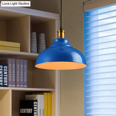 Vintage Style Metal Ceiling Pendant Light With Black/Green Suspension Cord - Perfect For Living Room