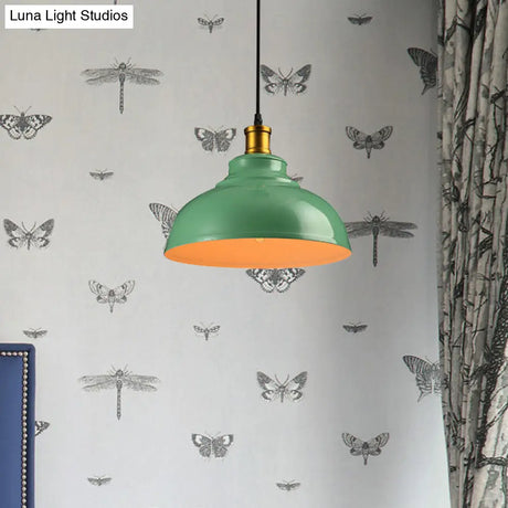 Vintage Style Metal Ceiling Pendant Light With Black/Green Suspension Cord - Perfect For Living Room