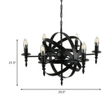 Vintage Style Metal Pendant Chandelier With Candle Design - Orbit Cage 6/8 Lights Indoor Lighting