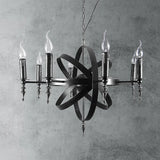 Vintage Style Metal Pendant Light With Candle Design - Orbit Cage Indoor Chandelier (6/8 Lights) In