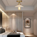 Vintage Style Metal Semi-Flush Mount Ceiling Light With Conical Shape - 1 Fixture In Bronze/Brass