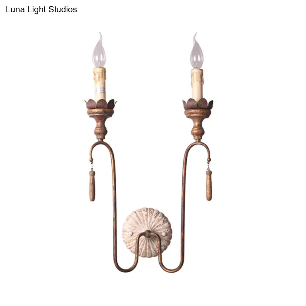 Vintage Style Metal Wall Lamp With Rustic Exposed Bulbs - Indoor Sconce Light Fixture 2/3 Lights