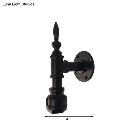 Vintage Style Metallic Matte Black Wall Lighting With Pipe Design And 1 Light For Bedroom