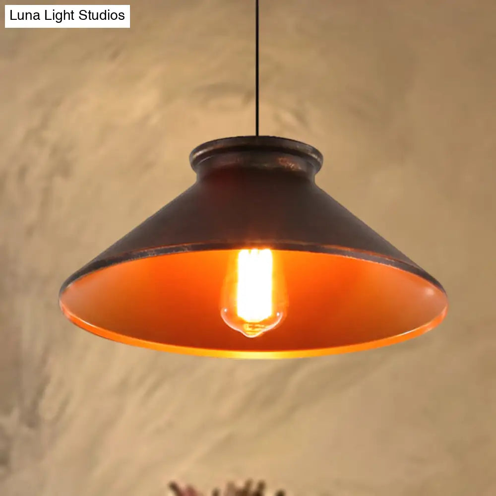 Vintage Style Pendant Light With Metal Shade | 1 Bulb Suspension Lighting For Dining Room In
