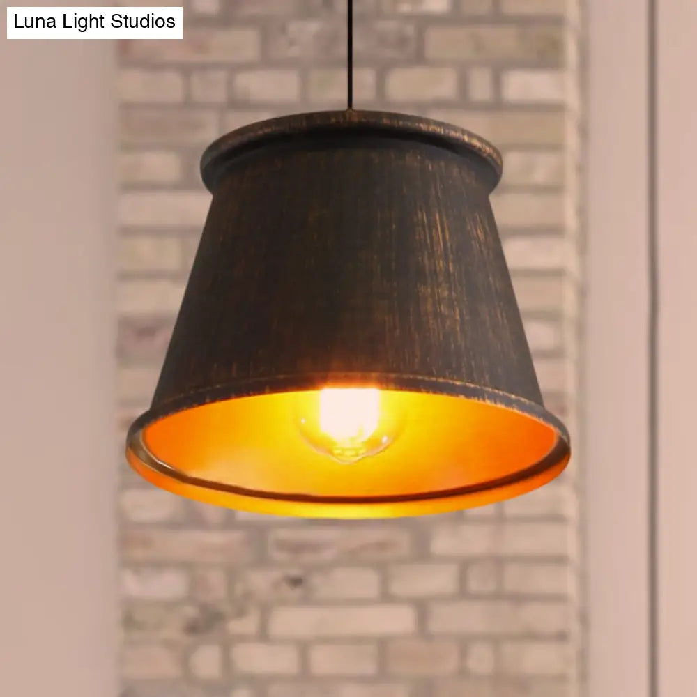 Vintage Style Pendant Light With Metal Shade | 1 Bulb Suspension Lighting For Dining Room In