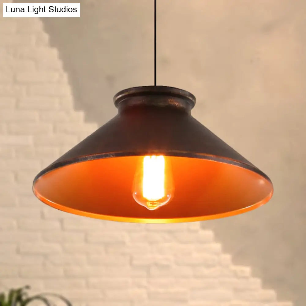 Vintage Style Pendant Light With Metal Shade | 1 Bulb Suspension Lighting For Dining Room In