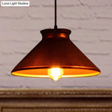 Vintage Style Pendant Light With Metal Shade | 1 Bulb Suspension Lighting For Dining Room In