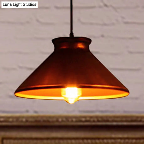 Vintage Style Pendant Light With Metal Shade | 1 Bulb Suspension Lighting For Dining Room In