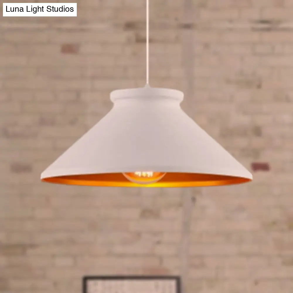 Vintage Style Pendant Light With Metal Shade | 1 Bulb Suspension Lighting For Dining Room In